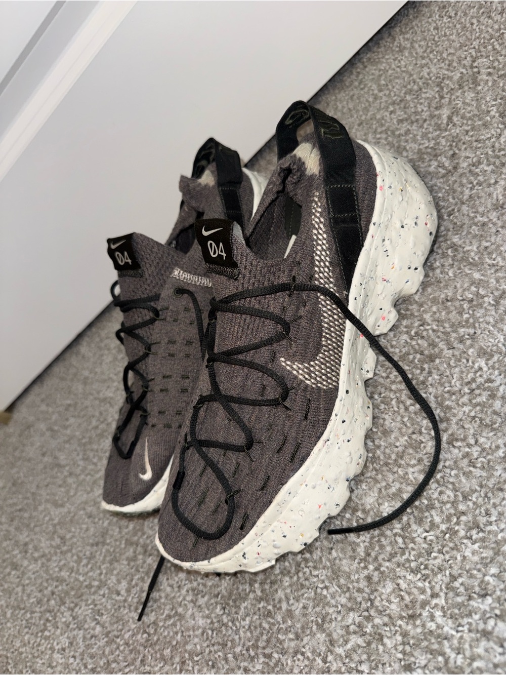 Nike Space Hippie 04 - Black Knit Sneakers with White Speckled Sole
